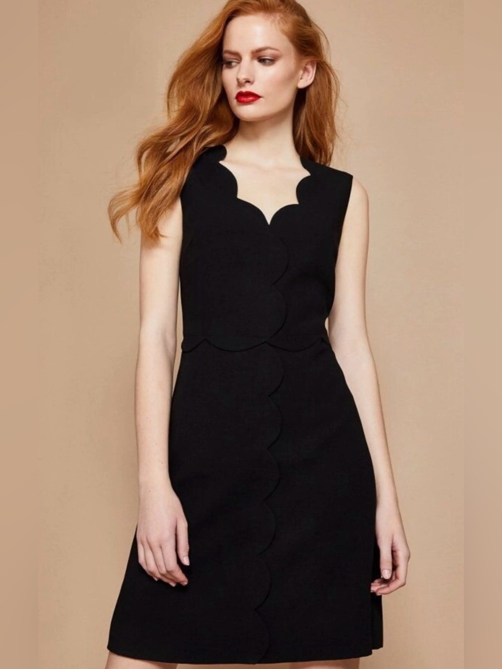 Ted Baker Black Sleeveless Scallop-Neck Mini Dress